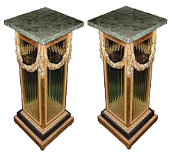 6110 Beautiful Pair of Bronze Crystal and Marble Pedestals