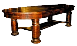 4349 Antique American Quartersawn Oak Conference Table with Heavy Columns & Stretcher Base