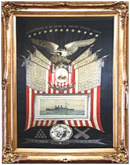 7732 NAVAL Japanese Silk Embroidery, NAVY Memorabilia, Framed, 1900-1950
