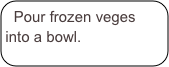 Pour frozen veges into a bowl.